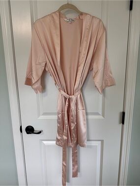 Satin Kimono Robe - Blush Pink